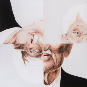 Eine vierteilige Collage von Habermas. 