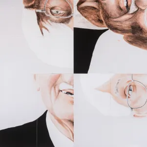 Eine vierteilige Collage von Habermas. 