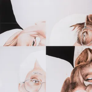 Eine vierteilige Collage von Habermas. 