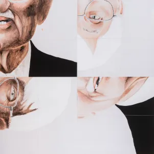 Eine vierteilige Collage von Habermas. 