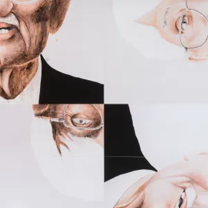 Eine vierteilige Collage von Habermas. 