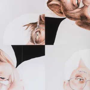 Eine vierteilige Collage von Habermas. 