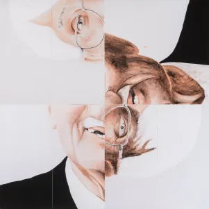 Eine vierteilige Collage von Habermas. 