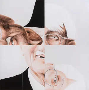 Eine vierteilige Collage von Habermas.