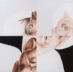 Eine vierteilige Collage von Habermas.