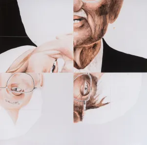 Eine vierteilige Collage von Habermas. 