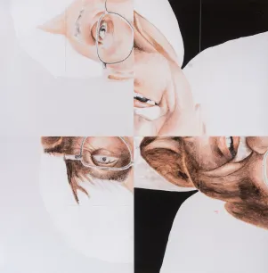 Eine vierteilige Collage von Habermas. 