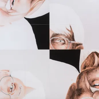 Eine vierteilige Collage von Habermas. 