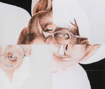 Eine vierteilige Collage von Habermas. 